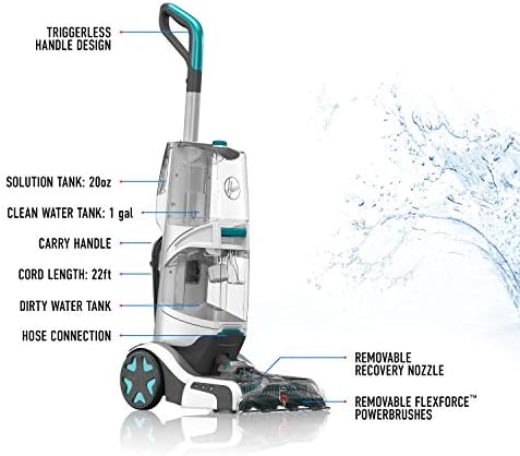 Limpador automático de carpete automático Hoover SmartWash com solução de limpeza de carpetes gratuita e limpa, FH52000, AH30952