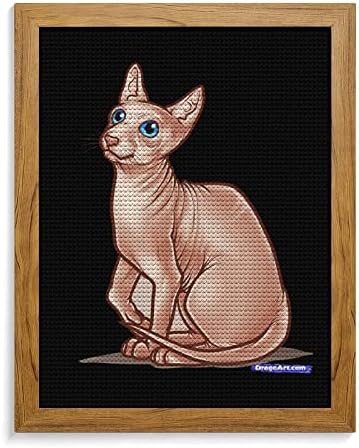 Fofo sphynx gato redondo diamante pintura desenho de desenho de desenho kits com artes de artes para decoração de parede