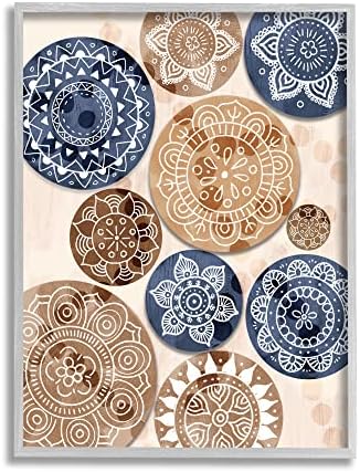 Stuell Industries Lively Mandala Paisley Shapes Pattern Blue Brown, Design de Ziwei Li
