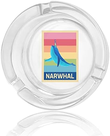 Cinzelo de vidro Narwhal vintage para cigarros redondos de bandeja de cinzas portátil portátil Caso de cinzas para
