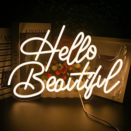 Hello Beautiul White Neon Sinais, Luz de néon LED de looklight para parede, sinais de néon para decoração de parede, placas