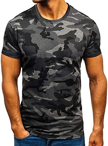 Camarada de camuflagem regular de fit masculino de camuflagem de camiseta curta camiseta de camuflagem de camuflagem tops slim atléticos