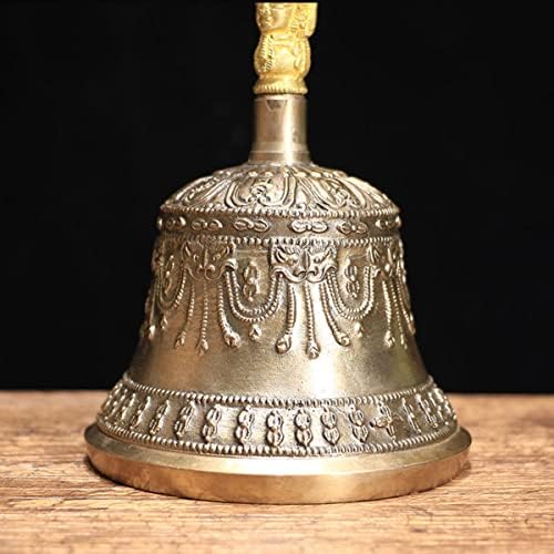 Earih 2pcs/conjunto nepalês Basco artesanal Puja Belltles, Antigo Gilt Vajra Bell e argamassa de cinco fios para o Buddhism Temple Supplies Ornament Decor Decor