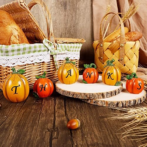 Pumpkins de Ação de Graças de Winemana, conjunto de 6, resina de decoração de outono, agradecendo as peças centrais de