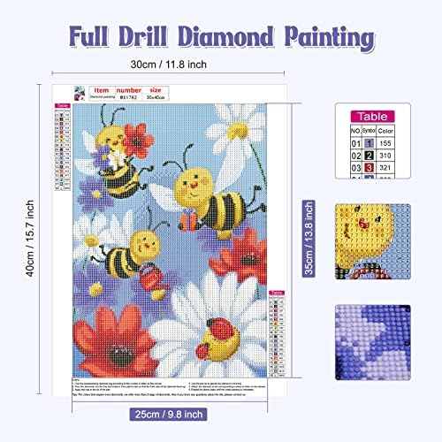 Kits de pintura de diamante de abelhas Naimoer para adultos, abelhas e joaninhas kits de pintura de diamante, broca