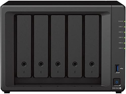 CustomTechsales DS1522+ 5-BAY DISKSTATION PACKS com RAM de 16 GB, cache de 1,6 TB e 20 TB de unidades corporativas HAT5300 totalmente montadas e testadas