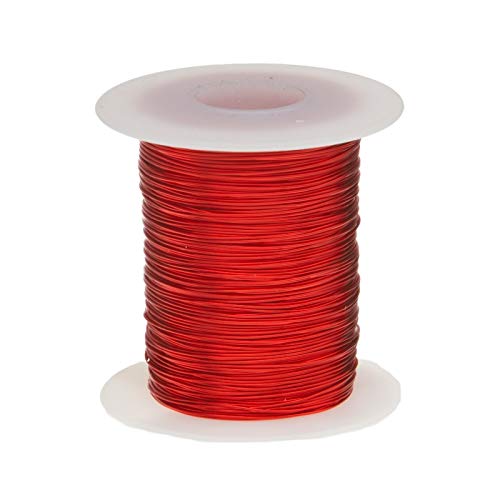 Fio de ímã, fio de cobre esmaltado pesado, 23 awg, 2 oz, 78 'de comprimento, 0,0249 de diâmetro, vermelho