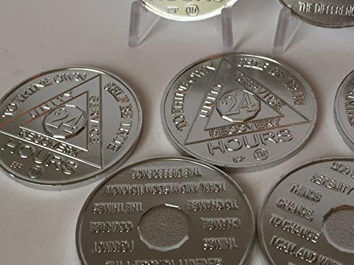 Bright Star Press Conjunto de 7 alumínio 24 horas AA medalhões de sobriedade chips serenidade oração