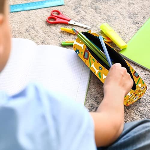 Crânios Padrão Caso de lápis amarelo Estudante papelaria bolsa zíper bolsa de maquiagem Bolsa de cosméticos para estudantes Escola Office Mulheres adolescentes meninos meninos