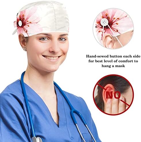 Limpar as mulheres com os anéis de cabelo do laço definir um chapéu bouffante ajustável para enfermeira Flores de Flores