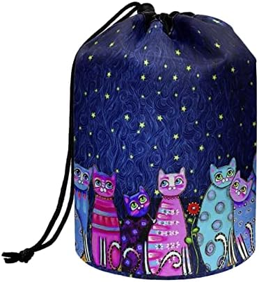 Pococles Skull Skeleton Print Saco de maquiagem de cordão para mulheres, bolsa de cosméticos portátil, bolsa de armazenamento