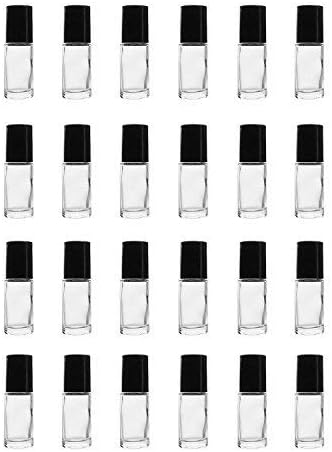 Dimes 5 ml garrafas de rolos de vidro transparentes com bolas de vidro e tampas pretas para óleos essenciais, perfumes