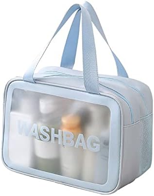 Bolsa de higiene pessoal à prova d'água soly para mulheres e homens, bolsa de higieness translúcida com organizador de viagem de alça