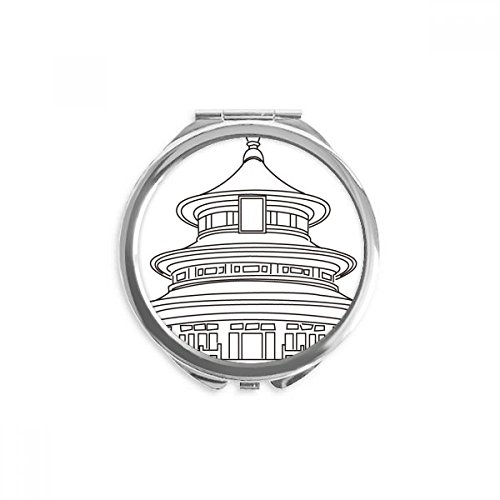 China Arquitetura Templo do Céu Padrão Mão Compacto Espelho Redonda Vidro Portátil de Pocket