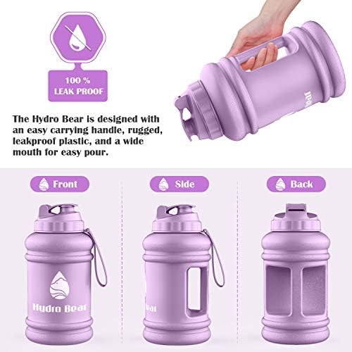 64 onças de meio galão hidrelfro de água garrafa de água meio galão BPA Garrafa de água motivacional livre com palha para fitness