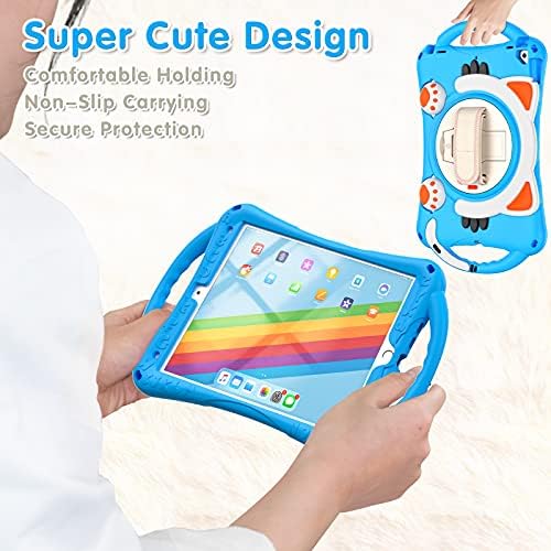 Tablet PC CASE Silicone Kids Case compatível com iPad 10.2 2019/2020/pro 10.5/Air 10.5, alça à prova de choque Caso para crianças com alça de ombro/360 ° Surpa de mão rotativa