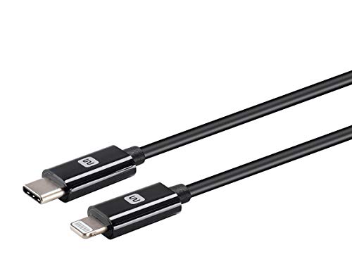 MONOPRICE Apple MFI Lightning para USB Tipo -C e Cabo de sincronização - 1,5 pés - preto | Compatível com iPod, iPhone, iPad com