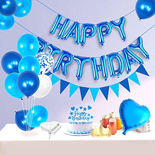 Yujiaonly 26th Birthday Party Decorações de festa azul Feliz aniversário Balões de balões azul 26 Feliz aniversário Bolo de faixa