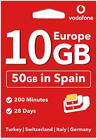 Giffgiss Vodafone Europa Pré -paga os dados do cartão SIM de 19 GB em 34 países apoiaram o uso de viagens de hotspot móvel