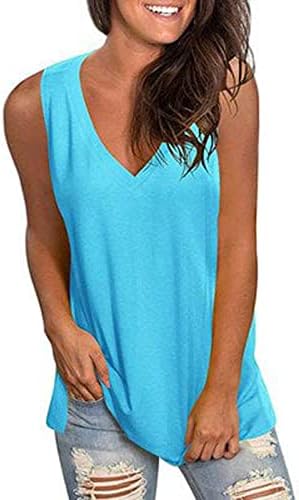 Camisas para mulheres, tampas sem mangas para mulheres tops de verão v pescoço gradiente sólido cor solta camisa