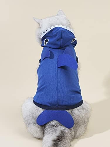 Qwinee tubarão cachorro fantasia cão capuz animal de estimação moletons quentes de halloween roupas de cães para cães para gatinhos