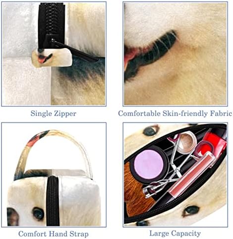 Tbouobt Bolsa cosmética para mulheres, bolsas de maquiagem Bolsa de higiene pessoal espaçosa presente de viagem, cachorro de animal samoiado