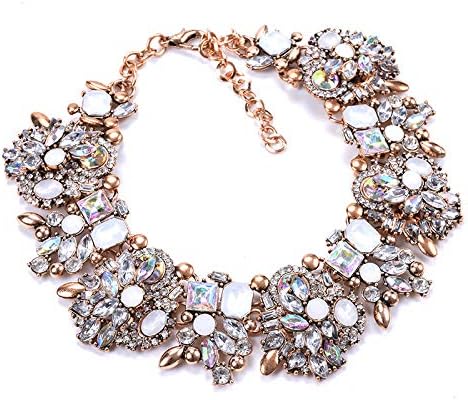 Crystal Rhinestone Declaração Colar-Vintage Chain Chain Chaker Collar Bib Declaração Colar de moda de moda de colares de jóias