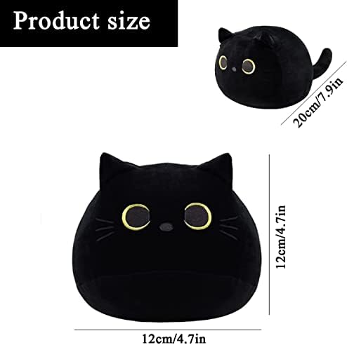 Taifctft Black Cat Plush Pillow Pillow, travesseiro de gato de gato de pelúcia macia de pelúcia, travesseiro de gato de pelúcia
