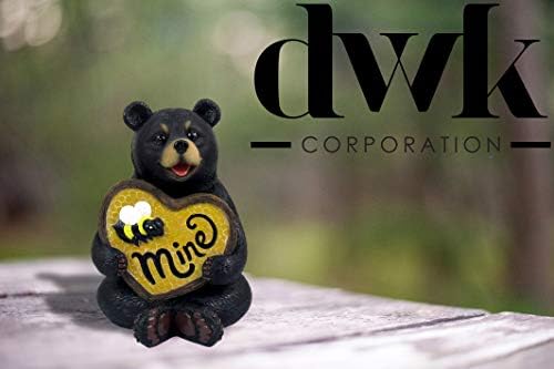 DWK Black Bear Honey Bee Heart Fatuine | Presentes do Dia dos Namorados têm detalhes da prateleira de escultura | As decorações