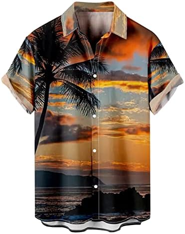 Camisas havaianas para homens de manga curta Casual Camisas florais tropicais de ajuste relaxado Button Down Tops Holida
