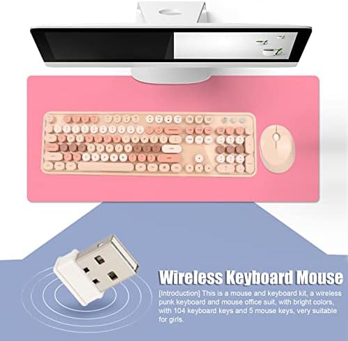 Combinamento de mouse de teclado sem fio, 104 Keys Desktop Tamanho completo do kit de mouse de teclado sem fio, estilo ergonômico e fofo, RETRO TEWRITER, operação silenciosa, USB 2,4 GHz USB