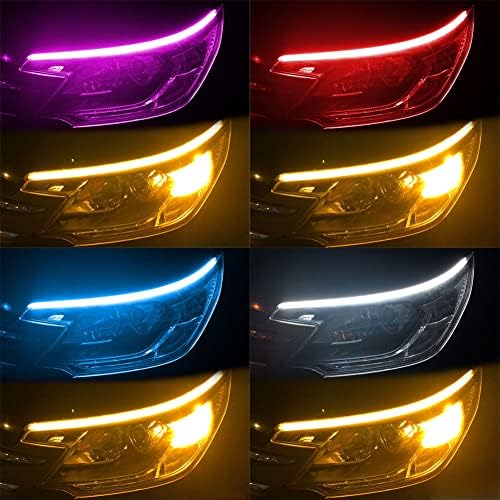 Luixxuer Exterior Car LED LED TRIP, 2PCS 12V 24 polegadas LED LUZES DIA DIA DIA RGB KITS FLEXIBLE LUZ