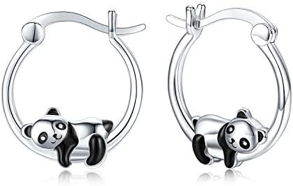Panda hipoalergênico/unicórnio/beija -flor de brincos de argolas/golfinhos para mulheres 925 Brincos de joias de argolas de animais