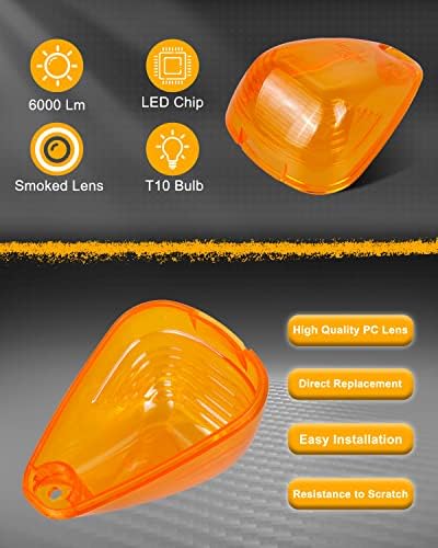 Luzes de cabine de cabine LED Biftu Lens de folga do telhado do telhado com lâmpadas âmbar de 5pcs compatíveis com Ford F250 F350 F450 F550 Super Duty 1999-2007 e 2011-
