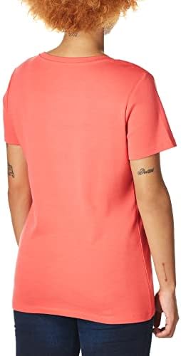 Tommy Hilfiger de manga curta camisetas de algodão para mulheres com decote em V e detalhe do logotipo