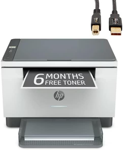 HP LaserJet MFP M235DWE All-In-One sem fio impressora e 6 meses de cartuchos grátis, com cabo de impressora Silmarils