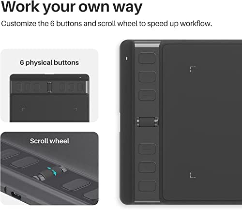 2023 Huion Inspiroy 2 Small Desenho Tablet com roda de rolagem 6 Chaves personalizadas estilos sem bateria para arte digital,