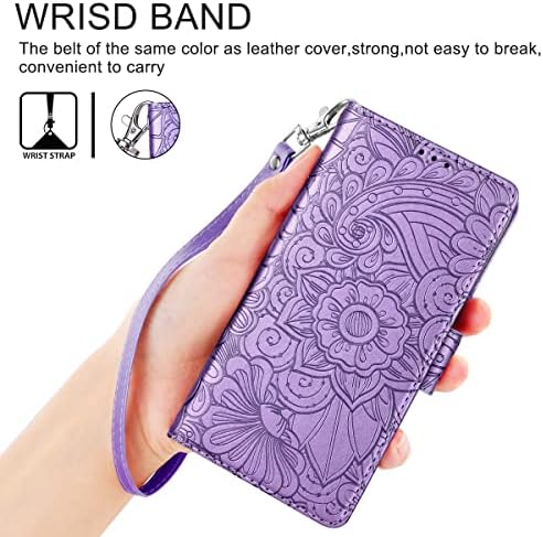 Petocase para iPhone 8 Plus Wallet Case, Mandala Flip Flip Flip Flip Wristlet Id Protective Id Slots de cartão de crédito Slots Tamper para Apple iPhone 8 Plus/7 Plus 5.5 Purple