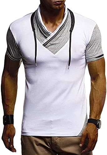 Maiyifu-gj masculino de algodão casual de decote em V Tops tee slim muscle prateleira de manga curta de manga curta camiseta