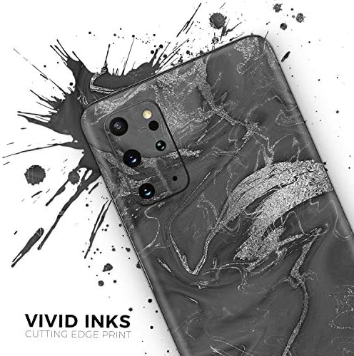 Design Skinz Black & Silver Mármore Swirl V7 2 Decalque de vinil protetor Tampa de pele compatível com o Samsung Galaxy S20