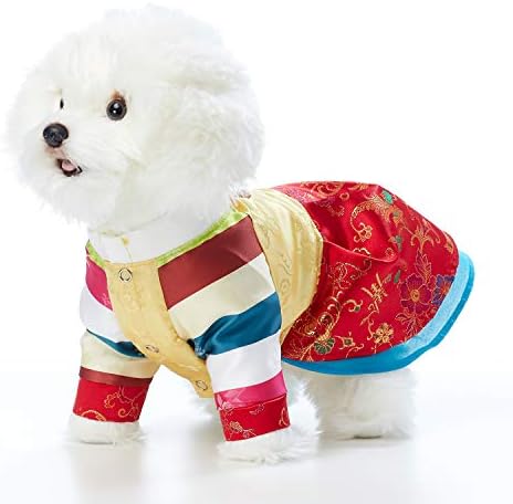 Cachorro cachorro coreano vestido tradicional hanbok figurin 1pcs, saia saekdong