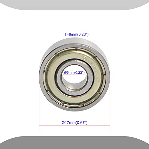 AOPIN 606ZZ Skatingboards Rolamentos de esferas 0,23 x od 0,67 polegada Miniatura selada de metal duplo, aplicável a