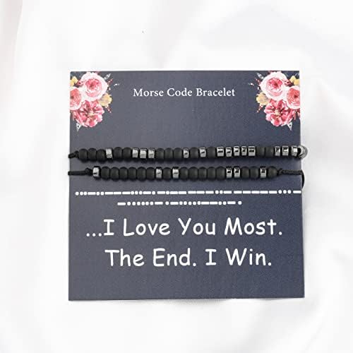 LQRI Eu te amo mais o fim Eu ganho Morse Código Bracelet Amizade Presente Casamento Dia dos namorados Presente de longa distância