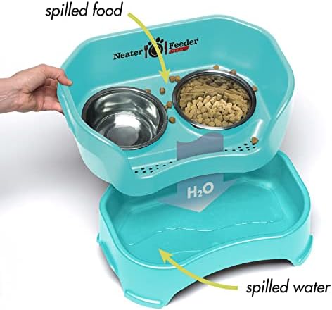 Deluxe do alimentador mais integral para gatos - alimentador de animais de estimação à prova de bagunça com alimentos de aço inoxidável