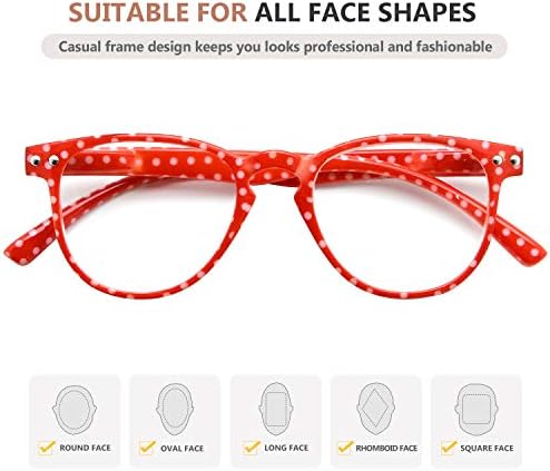 Olhos para os olhos 4 óculos de leitura de pacote de bolinhas Pattern Round Readers for Women Leiting