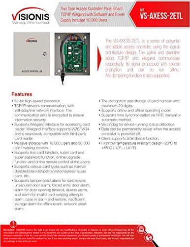 Visionis FPC-8339 Duas portas Controle de acesso à rede de controle Electromagnético Planta de trava 300 libras TCP/IP Wiegand Box, Keypad/leitor de metal ao ar livre, Usuário de Software 10000, PIR Kit
