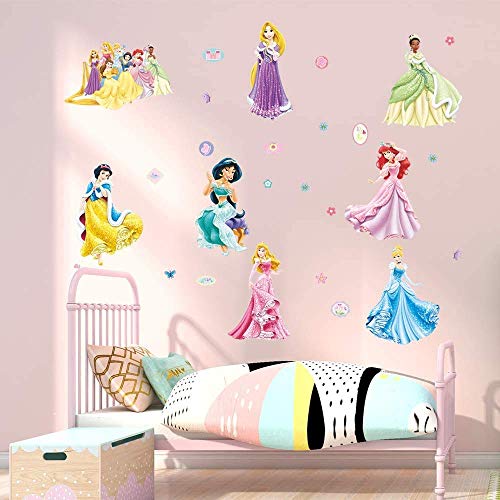 Adesivos de parede da princesa supZone meninas decoração de decoração de arte removível para garotas quarto de quarto