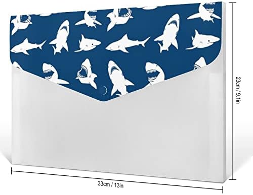Great White Shark 6 bolso de expansão Organizador A4 Pastas de tamanho Os envelopes de arquivo à prova d'água