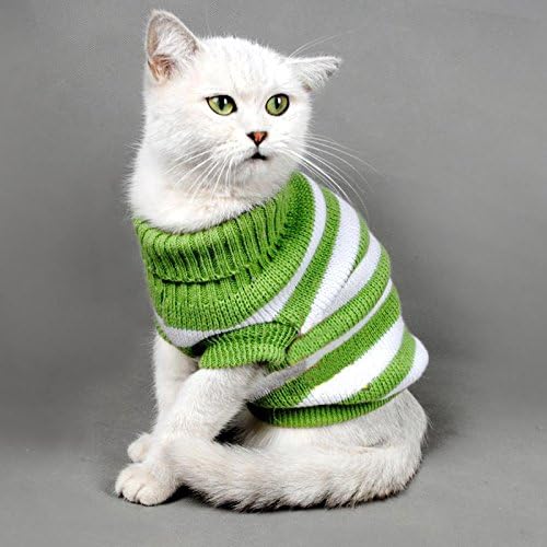 Blusas de gato listrado suéter de gatinho para malhas de gatos, cães pequenos roupas de gatinho masculino e feminino,