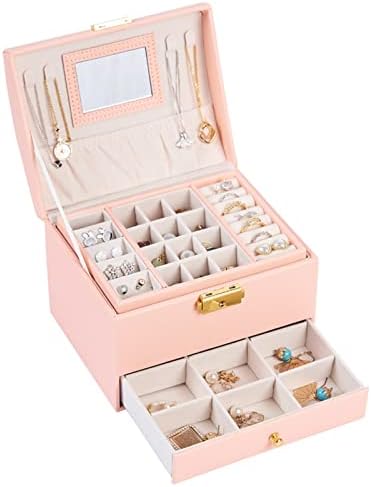 Caixa de armazenamento de jóias cosméticas de Waazi, caixa de armazenamento de jóias de grande capacidade com briol de jóias de